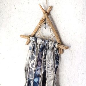 Driftwood Triangle and Batik Ribbon Dreamcatcher